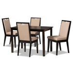 Load image into Gallery viewer, Baxton Studio Rosa Modern And Contemporary Sand Fabric Upholstered And Dark Brown Finished Wood 5-Piece Dining Set
