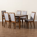 Load image into Gallery viewer, Baxton Studio Rosa Modern And Contemporary Grey Fabric Upholstered And Walnut Brown Finished Wood 7-Piece Dining Set
