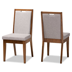 Baxton Studio Octavia Modern And Contemporary Grey Fabric Upholstered And Walnut Brown Finished Wood 2-Piece Dining Chair Set