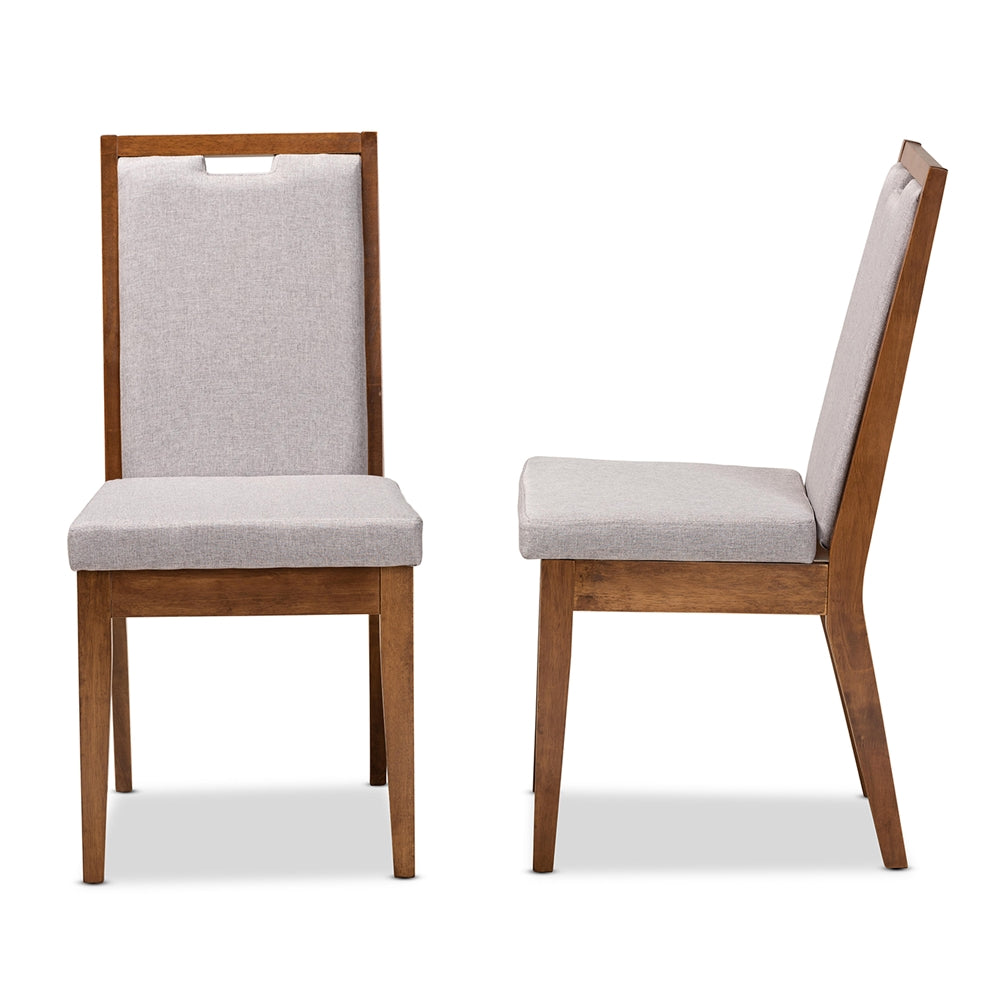 Baxton Studio Octavia Modern And Contemporary Grey Fabric Upholstered And Walnut Brown Finished Wood 2-Piece Dining Chair Set