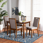 Load image into Gallery viewer, Baxton Studio Rosa Modern And Contemporary Grey Fabric Upholstered And Walnut Brown Finished Wood 5-Piece Dining Set
