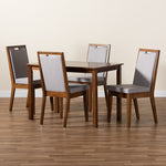 Load image into Gallery viewer, Baxton Studio Rosa Modern And Contemporary Grey Fabric Upholstered And Walnut Brown Finished Wood 5-Piece Dining Set
