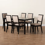 Load image into Gallery viewer, Baxton Studio Suvi Modern And Contemporary Sand Fabric Upholstered And Dark Brown Finished Wood 7-Piece Dining Set
