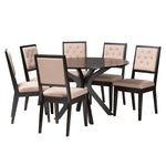 Load image into Gallery viewer, Baxton Studio Mana Modern Sand Fabric And Dark Brown Finished Wood 7-Piece Dining Set
