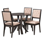 Load image into Gallery viewer, Baxton Studio Kai Modern Sand Fabric And Dark Brown Finished Wood 5-Piece Dining Set
