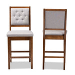 Load image into Gallery viewer, Baxton Studio Gideon Modern And Contemporary Grey Fabric Upholstered And Walnut Brown Finished Wood 2-Piece Counter Stool Set
