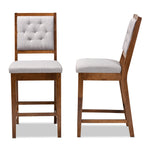 Load image into Gallery viewer, Baxton Studio Gideon Modern And Contemporary Grey Fabric Upholstered And Walnut Brown Finished Wood 2-Piece Counter Stool Set
