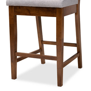 Baxton Studio Gideon Modern And Contemporary Grey Fabric Upholstered And Walnut Brown Finished Wood 2-Piece Counter Stool Set