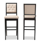 Load image into Gallery viewer, Baxton Studio Gideon Modern And Contemporary Sand Fabric Upholstered And Dark Brown Finished Wood 2-Piece Bar Stool Set
