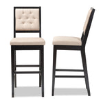 Load image into Gallery viewer, Baxton Studio Gideon Modern And Contemporary Sand Fabric Upholstered And Dark Brown Finished Wood 2-Piece Bar Stool Set
