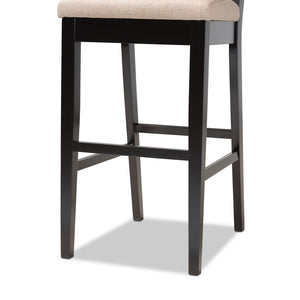 Baxton Studio Gideon Modern And Contemporary Sand Fabric Upholstered And Dark Brown Finished Wood 2-Piece Bar Stool Set