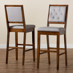 Load image into Gallery viewer, Baxton Studio Gideon Modern And Contemporary Grey Fabric Upholstered And Walnut Brown Finished Wood 2-Piece Bar Stool Set
