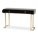 Load image into Gallery viewer, Baxton Studio Beagan Modern And Contemporary Black Finished Wood And Gold Metal 2-Drawer Console Table
