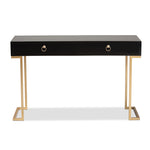 Load image into Gallery viewer, Baxton Studio Beagan Modern And Contemporary Black Finished Wood And Gold Metal 2-Drawer Console Table
