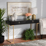 Load image into Gallery viewer, Baxton Studio Beagan Modern And Contemporary Black Finished Wood And Gold Metal 2-Drawer Console Table
