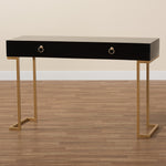 Load image into Gallery viewer, Baxton Studio Beagan Modern And Contemporary Black Finished Wood And Gold Metal 2-Drawer Console Table
