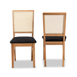 Load image into Gallery viewer, Baxton Studio Idris Mid-Century Modern Black Fabric Upholstered And Oak Brown Finished 2-Piece Rattan Dining Chair Set
