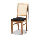 Load image into Gallery viewer, Baxton Studio Idris Mid-Century Modern Black Fabric Upholstered And Oak Brown Finished 2-Piece Rattan Dining Chair Set
