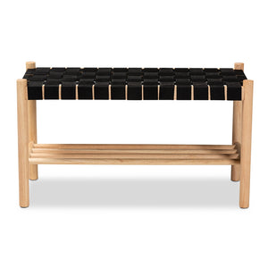 Baxton Studio Cadmus Rustic Mid-Century Modern Black And Oak Brown Finished Wood Bench