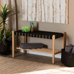 Load image into Gallery viewer, Baxton Studio Cadmus Rustic Mid-Century Modern Black And Oak Brown Finished Wood Bench
