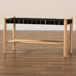 Load image into Gallery viewer, Baxton Studio Cadmus Rustic Mid-Century Modern Black And Oak Brown Finished Wood Bench
