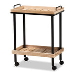 Load image into Gallery viewer, Baxton Studio Olinda Modern And Contemporary Oak Brown Finished Wood And Black Metal Kitchen Cart
