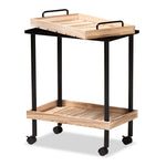 Load image into Gallery viewer, Baxton Studio Olinda Modern And Contemporary Oak Brown Finished Wood And Black Metal Kitchen Cart
