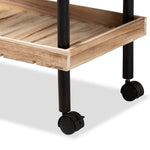 Load image into Gallery viewer, Baxton Studio Olinda Modern And Contemporary Oak Brown Finished Wood And Black Metal Kitchen Cart
