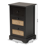 Load image into Gallery viewer, Baxton Studio Dacey Mid-Century Modern Transitional Espresso Brown Finished Wood And Rattan 3-Drawer Storage Cabinet
