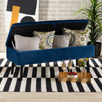 Load image into Gallery viewer, Baxton Studio Caine Modern And Contemporary Navy Blue Velvet Fabric Upholstered And Dark Brown Finished Wood Storage Bench
