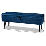 Load image into Gallery viewer, Baxton Studio Caine Modern And Contemporary Navy Blue Velvet Fabric Upholstered And Dark Brown Finished Wood Storage Bench
