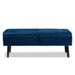 Load image into Gallery viewer, Baxton Studio Caine Modern And Contemporary Navy Blue Velvet Fabric Upholstered And Dark Brown Finished Wood Storage Bench
