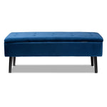 Load image into Gallery viewer, Baxton Studio Caine Modern And Contemporary Navy Blue Velvet Fabric Upholstered And Dark Brown Finished Wood Storage Bench
