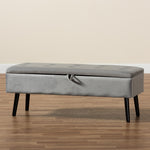 Load image into Gallery viewer, Baxton Studio Caine Modern And Contemporary Grey Velvet Fabric Upholstered And Dark Brown Finished Wood Storage Bench
