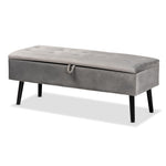 Load image into Gallery viewer, Baxton Studio Caine Modern And Contemporary Grey Velvet Fabric Upholstered And Dark Brown Finished Wood Storage Bench
