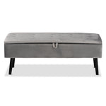 Load image into Gallery viewer, Baxton Studio Caine Modern And Contemporary Grey Velvet Fabric Upholstered And Dark Brown Finished Wood Storage Bench
