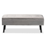 Load image into Gallery viewer, Baxton Studio Caine Modern And Contemporary Grey Velvet Fabric Upholstered And Dark Brown Finished Wood Storage Bench
