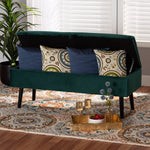 Load image into Gallery viewer, Baxton Studio Caine Modern And Contemporary Green Velvet Fabric Upholstered And Dark Brown Finished Wood Storage Bench
