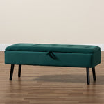 Load image into Gallery viewer, Baxton Studio Caine Modern And Contemporary Green Velvet Fabric Upholstered And Dark Brown Finished Wood Storage Bench
