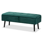 Load image into Gallery viewer, Baxton Studio Caine Modern And Contemporary Green Velvet Fabric Upholstered And Dark Brown Finished Wood Storage Bench
