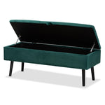 Load image into Gallery viewer, Baxton Studio Caine Modern And Contemporary Green Velvet Fabric Upholstered And Dark Brown Finished Wood Storage Bench
