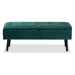 Load image into Gallery viewer, Baxton Studio Caine Modern And Contemporary Green Velvet Fabric Upholstered And Dark Brown Finished Wood Storage Bench
