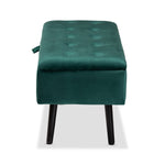 Load image into Gallery viewer, Baxton Studio Caine Modern And Contemporary Green Velvet Fabric Upholstered And Dark Brown Finished Wood Storage Bench
