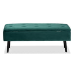 Load image into Gallery viewer, Baxton Studio Caine Modern And Contemporary Green Velvet Fabric Upholstered And Dark Brown Finished Wood Storage Bench
