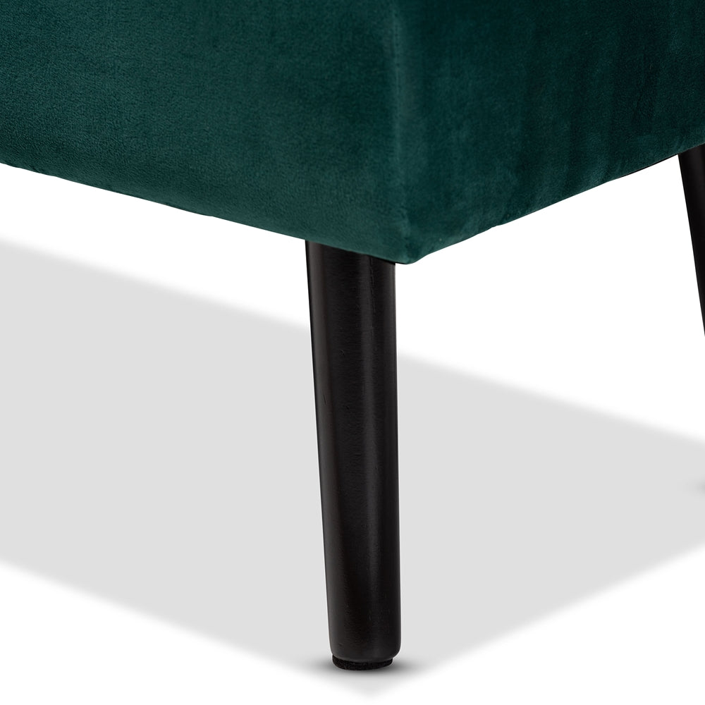 Baxton Studio Caine Modern And Contemporary Green Velvet Fabric Upholstered And Dark Brown Finished Wood Storage Bench