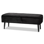 Load image into Gallery viewer, Baxton Studio Caine Modern And Contemporary Black Velvet Fabric Upholstered And Dark Brown Finished Wood Storage Bench
