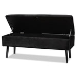 Load image into Gallery viewer, Baxton Studio Caine Modern And Contemporary Black Velvet Fabric Upholstered And Dark Brown Finished Wood Storage Bench
