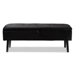 Load image into Gallery viewer, Baxton Studio Caine Modern And Contemporary Black Velvet Fabric Upholstered And Dark Brown Finished Wood Storage Bench
