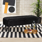 Load image into Gallery viewer, BAXTON STUDIO CAINE MODERN AND CONTEMPORARY BLACK VELVET FABRIC UPHOLSTERED AND DARK BROWN FINISHED WOOD STORAGE BENCH
