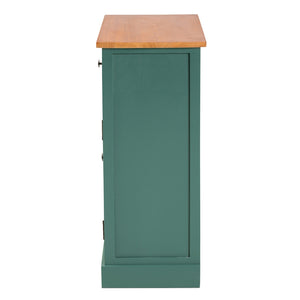 Baxton Studio Garner Modern And Contemporary Two-Tone Turquoise And Oak Brown Finished Wood 2-Drawer Kitchen Cabinet